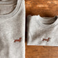 Dackel-Sweatshirt in Grau im Doppelpack für Groß und Klein